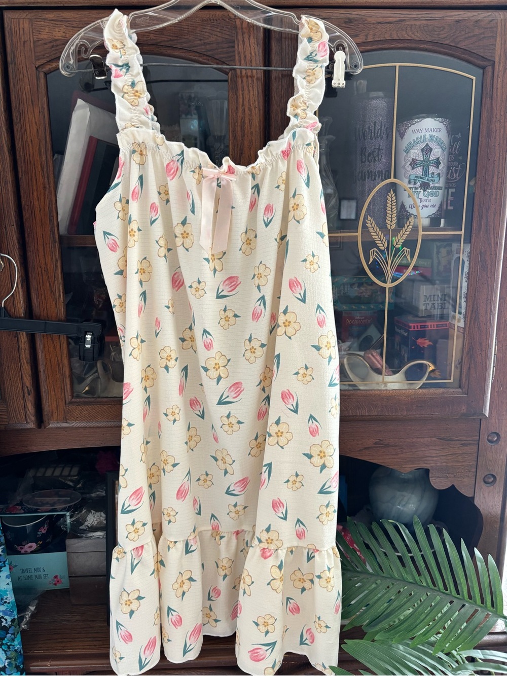 Disney Cream Floral Nightgown with Pink and Yellow Flowers